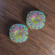 Floor Cushion Mandala Art Hand Drawn - Beautiful colorful Mandala on Turquoise background - Drawn by Hand - Tufted Floor Pillow, Round - Blululi