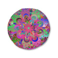 Floor Cushion Mandala Art Hand Drawn - Beautiful colorful Mandala on Turquoise background - Drawn by Hand - Tufted Floor Pillow, Round - Blululi