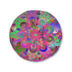 Floor Cushion Mandala Art Hand Drawn - Beautiful colorful Mandala on Turquoise background - Drawn by Hand - Tufted Floor Pillow, Round - Blululi