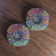 Floor Cushion Mandala Art Hand Drawn - Beautiful colorful Mandala on Turquoise background - Drawn by Hand - Tufted Floor Pillow, Round - Blululi