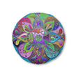 Floor Cushion Mandala Art Hand Drawn - Beautiful colorful Mandala on Turquoise background - Drawn by Hand - Tufted Floor Pillow, Round - Blululi