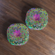 Floor Cushion Mandala Art Hand Drawn - Beautiful colorful Mandala on Turquoise background - Drawn by Hand - Tufted Floor Pillow, Round - Blululi