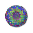Floor Cushion Mandala Art Hand Drawn - Beautiful colorful Mandala on Turquoise background - Drawn by Hand - Tufted Floor Pillow, Round - Blululi