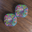 Floor Cushion Mandala Art Hand Drawn - Beautiful colorful Mandala on Turquoise background - Drawn by Hand - Tufted Floor Pillow, Round - Blululi