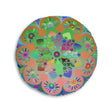 Floor Cushion Mandala Art Hand Drawn - Beautiful colorful Mandala on Turquoise background - Drawn by Hand - Tufted Floor Pillow, Round - Blululi
