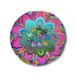 Floor Cushion Mandala Art Hand Drawn - Beautiful colorful Mandala on Turquoise background - Drawn by Hand - Tufted Floor Pillow, Round - Blululi