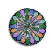 Floor Cushion Mandala Art Hand Drawn - Beautiful colors on Dark Blue background - Drawn by Hand - Tufted Floor Pillow, Round - Blululi