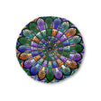 Floor Cushion Mandala Art Hand Drawn - Beautiful colors on Dark Blue background - Drawn by Hand - Tufted Floor Pillow, Round - Blululi