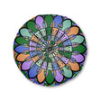 Floor Cushion Mandala Art Hand Drawn - Beautiful colors on Dark Blue background - Drawn by Hand - Tufted Floor Pillow, Round - Blululi