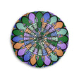 Floor Cushion Mandala Art Hand Drawn - Beautiful colors on Dark Blue background - Drawn by Hand - Tufted Floor Pillow, Round - Blululi