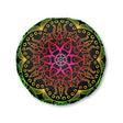 Floor Cushion Mandala Art Hand Drawn - Flower colors on Black background - Drawn by Hand - Tufted Floor Pillow, Round - Blululi
