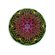 Floor Cushion Mandala Art Hand Drawn - Flower colors on Black background - Drawn by Hand - Tufted Floor Pillow, Round - Blululi