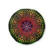 Floor Cushion Mandala Art Hand Drawn - Flower colors on Black background - Drawn by Hand - Tufted Floor Pillow, Round - Blululi