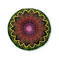 Floor Cushion Mandala Art Hand Drawn - Flower colors on Black background - Drawn by Hand - Tufted Floor Pillow, Round - Blululi