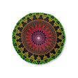 Floor Cushion Mandala Art Hand Drawn - Flower colors on Black background - Drawn by Hand - Tufted Floor Pillow, Round - Blululi