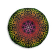 Floor Cushion Mandala Art Hand Drawn - Flower colors on Black background - Drawn by Hand - Tufted Floor Pillow, Round - Blululi