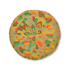Floor Cushion Mandala Art hand - drawn - Tufted Floor Pillow, Round, Dune - Blululi