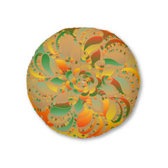 Floor Cushion Mandala Art hand - drawn - Tufted Floor Pillow, Round, Dune - Blululi