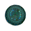 Floor Cushion Mandala Art hand - drawn - Tufted Floor Pillow, Round, Petroleum Green - Blululi