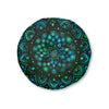 Floor Cushion Mandala Art hand - drawn - Tufted Floor Pillow, Round, Petroleum Green - Blululi