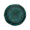 Floor Cushion Mandala Art hand - drawn - Tufted Floor Pillow, Round, Petroleum Green - Blululi