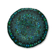 Floor Cushion Mandala Art hand - drawn - Tufted Floor Pillow, Round, Petroleum Green - Blululi