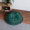 Floor Cushion Mandala Art hand - drawn - Tufted Floor Pillow, Round, Petroleum Green - Blululi