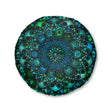 Floor Cushion Mandala Art hand - drawn - Tufted Floor Pillow, Round, Petroleum Green - Blululi