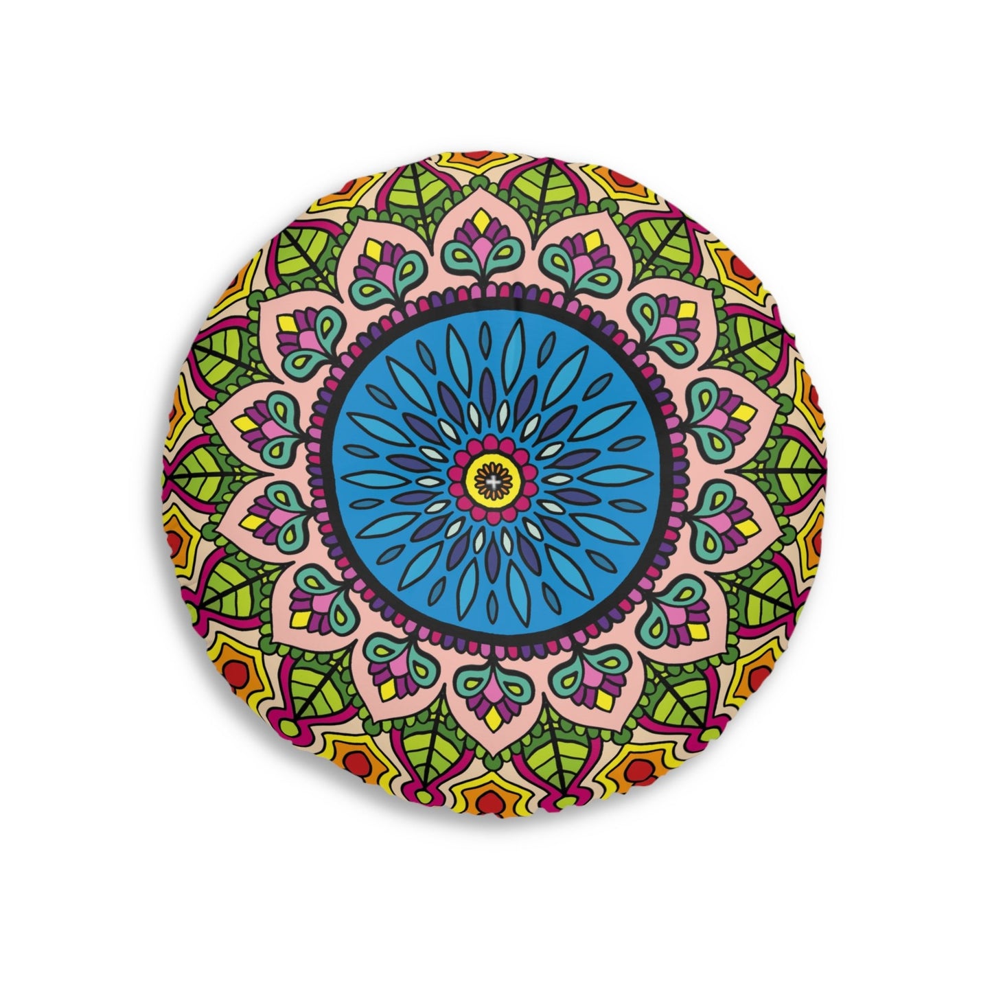 Floor Cushion Mandala Art - Tufted Floor Pillow, Round - Blululi