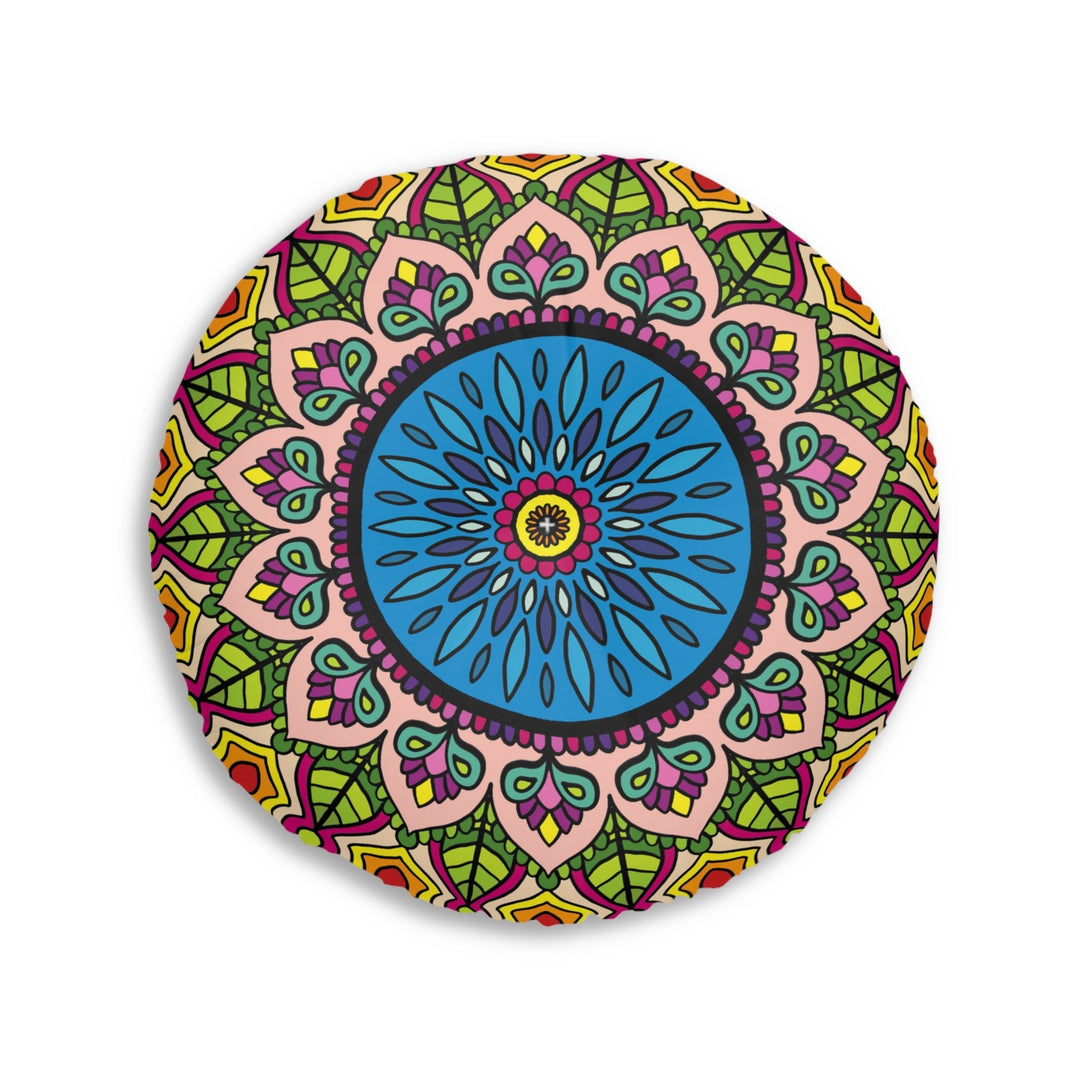 Floor Cushion Mandala Art - Tufted Floor Pillow, Round - Blululi