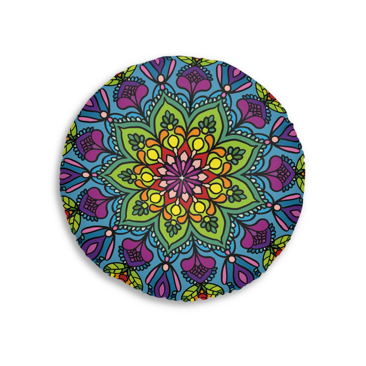 Floor Cushion Mandala Art - Tufted Floor Pillow, Round - Blululi