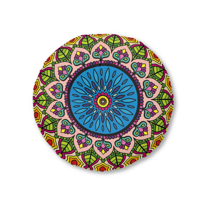 Floor Cushion Mandala Art - Tufted Floor Pillow, Round - Blululi