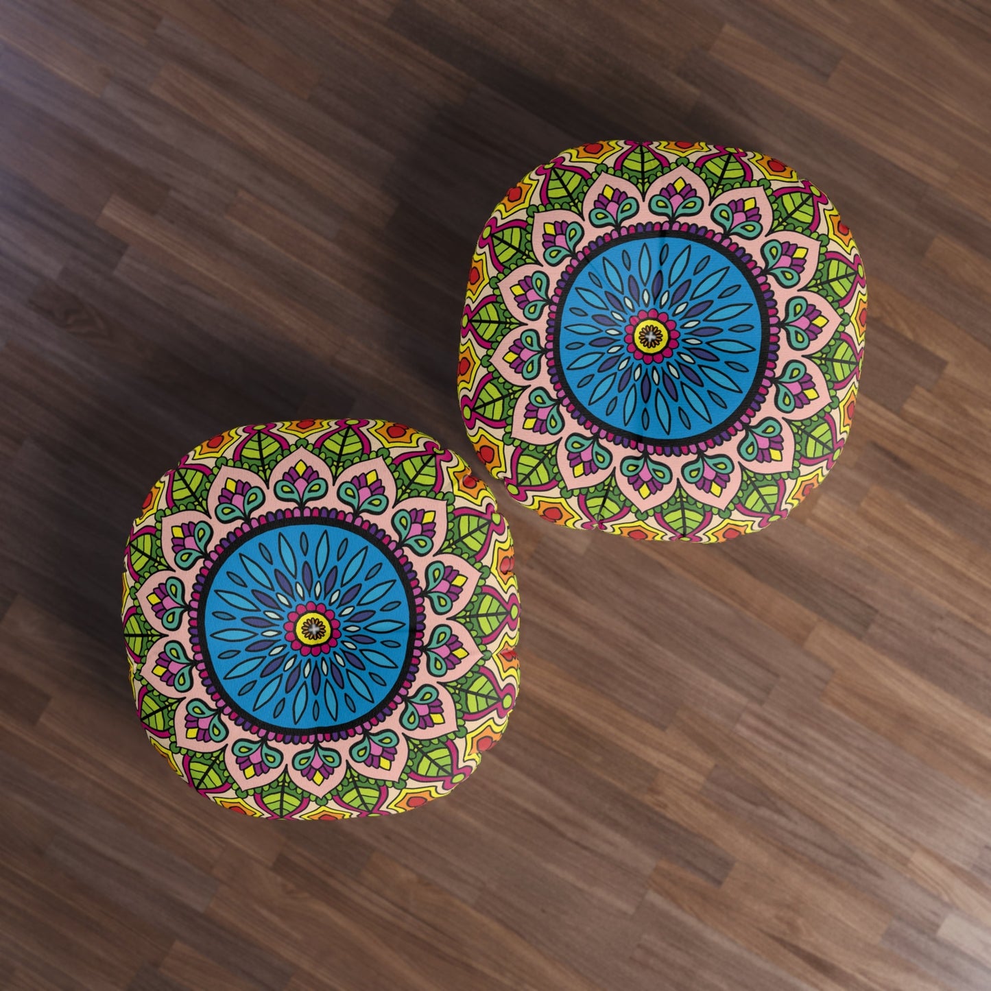 Floor Cushion Mandala Art - Tufted Floor Pillow, Round - Blululi