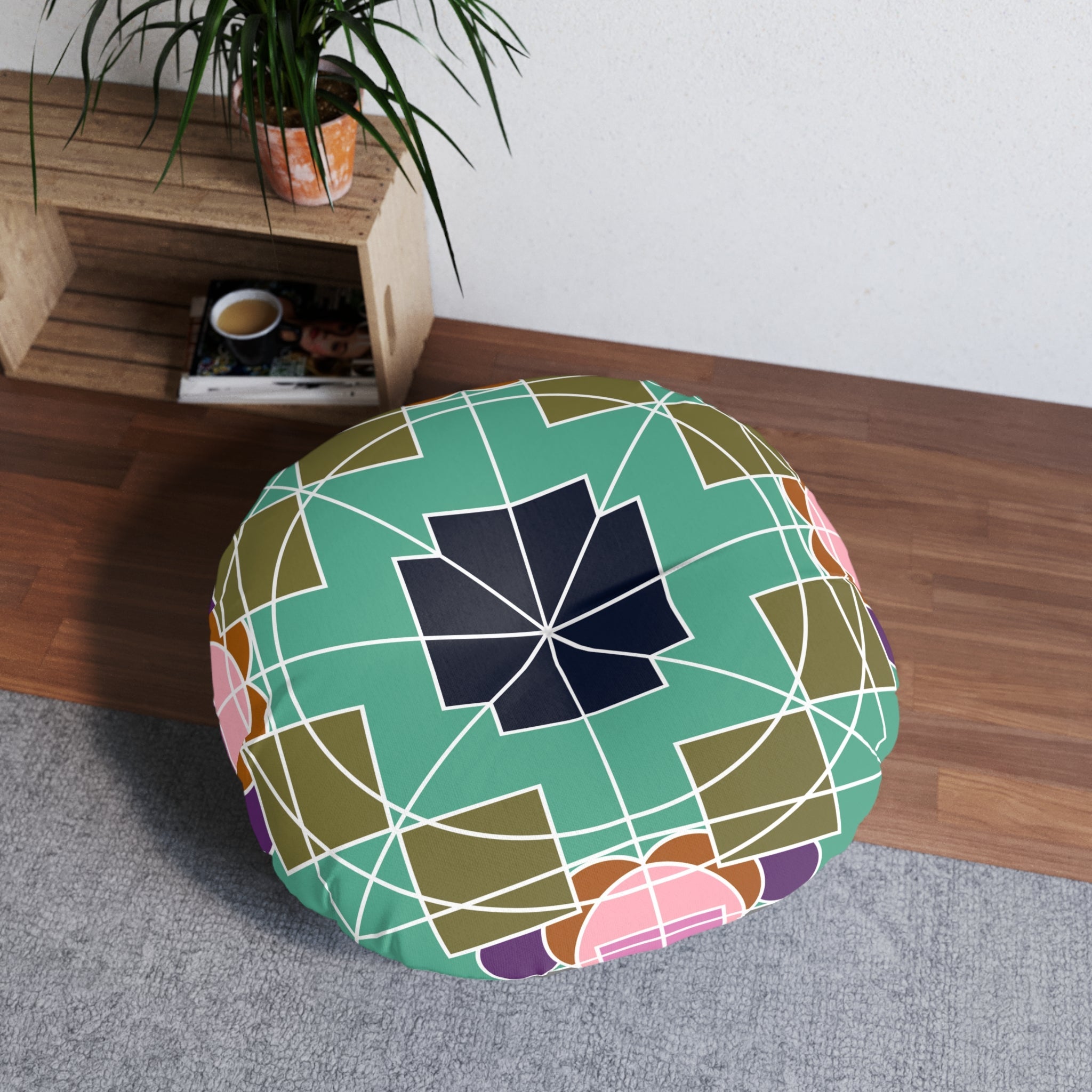 Floor Cushion Original Fine Art - Tufted Floor Pillow, Round - Blululi