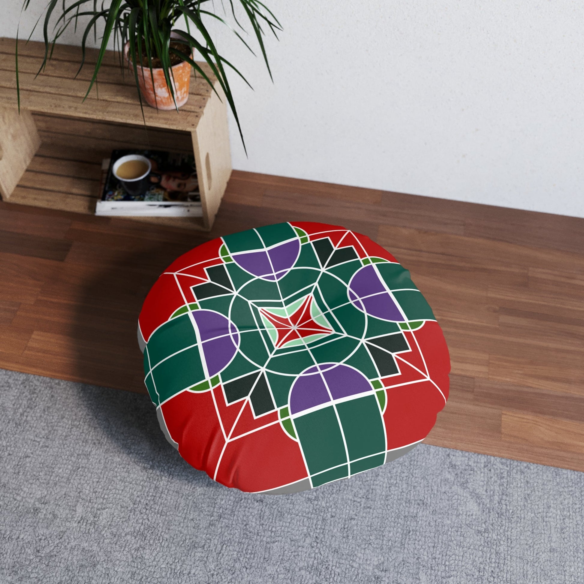 Floor Cushion Original Fine Art - Tufted Floor Pillow, Round - Blululi