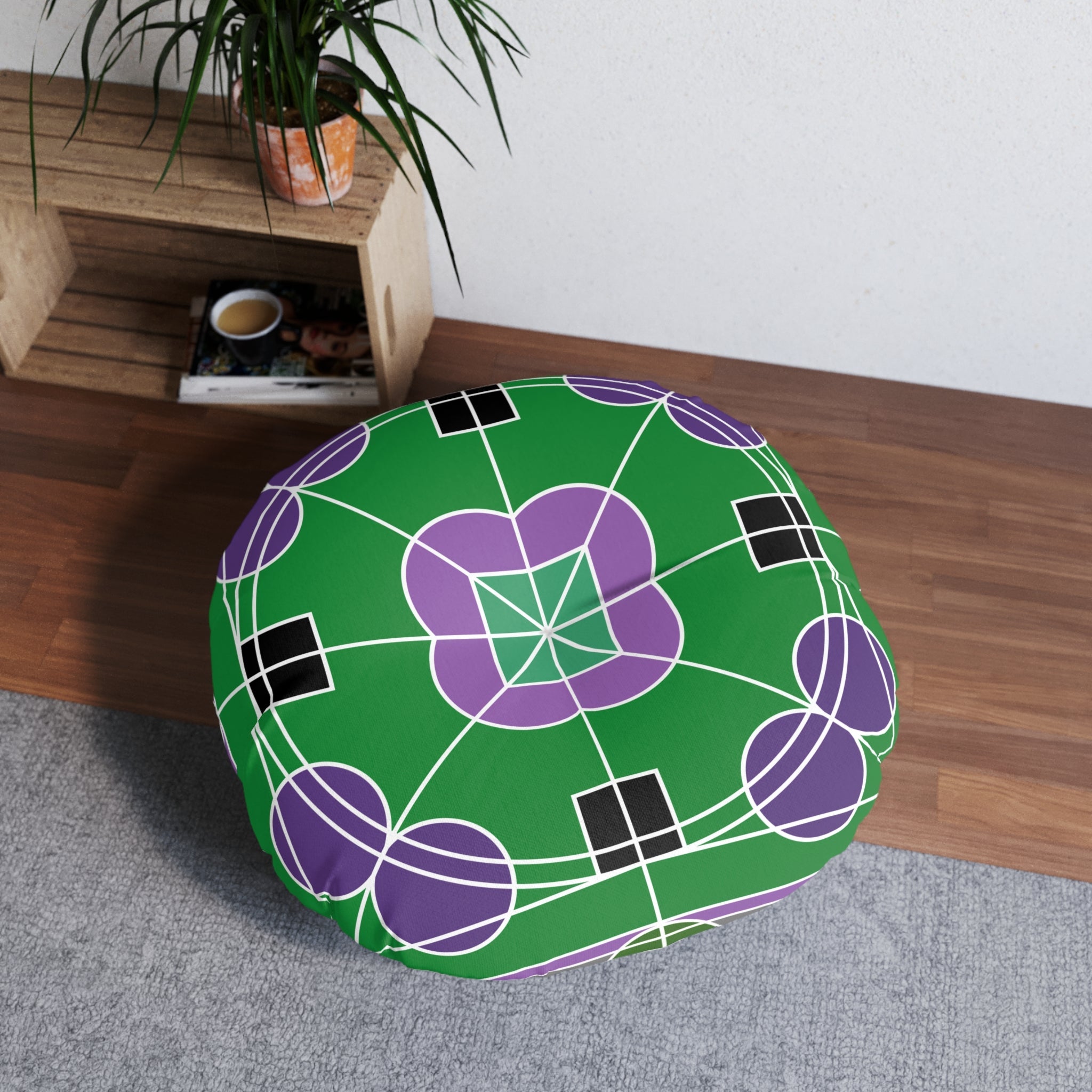 Floor Cushion Original Fine Art - Tufted Floor Pillow, Round - Blululi