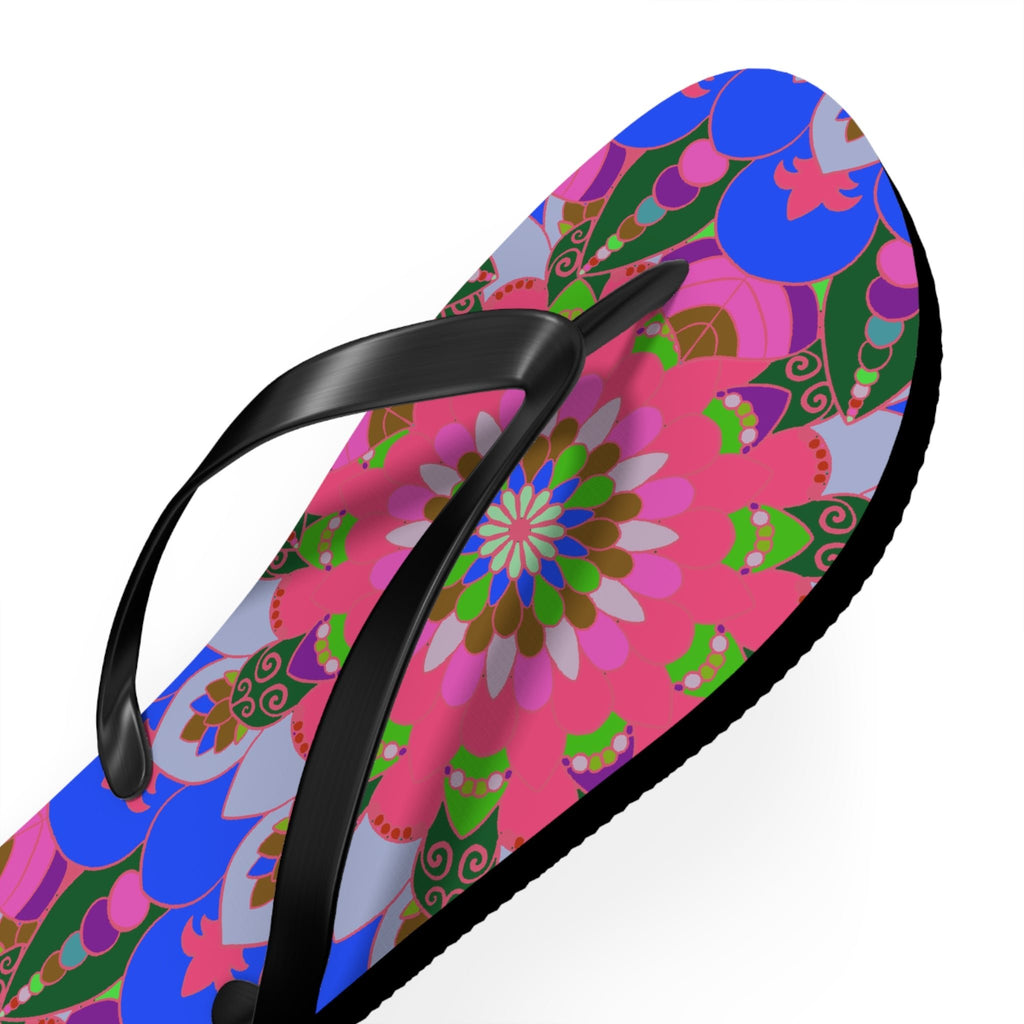 Floral Mandala Flip Flops - Bohemian Summer Style Shoes - Blululi