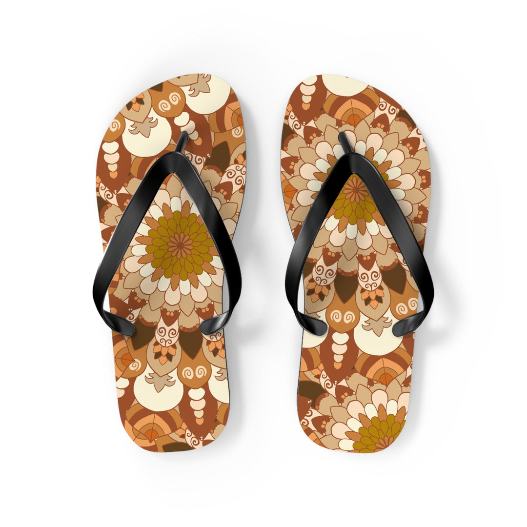 Floral Mandala Flip Flops - Bohemian Summer Style Shoes - Blululi