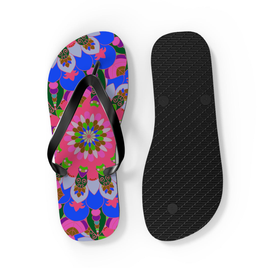 Floral Mandala Flip Flops - Bohemian Summer Style Shoes - Blululi