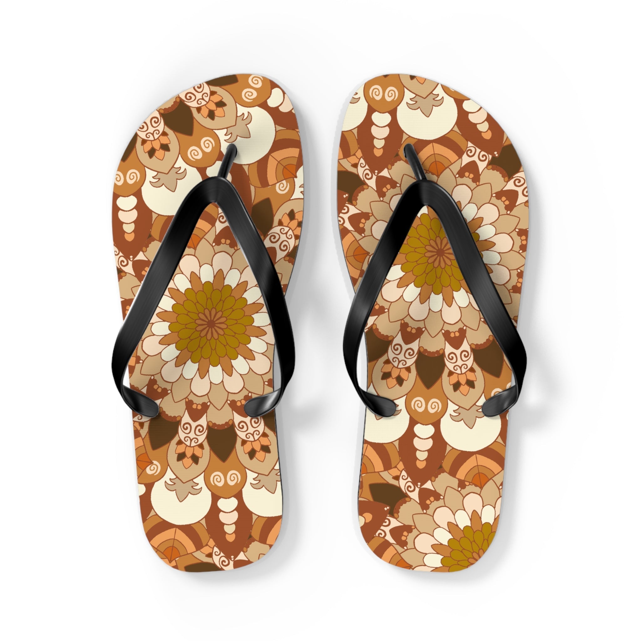 Floral Mandala Flip Flops - Bohemian Summer Style Shoes - Blululi