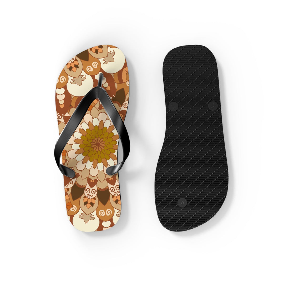 Floral Mandala Flip Flops - Bohemian Summer Style Shoes - Blululi