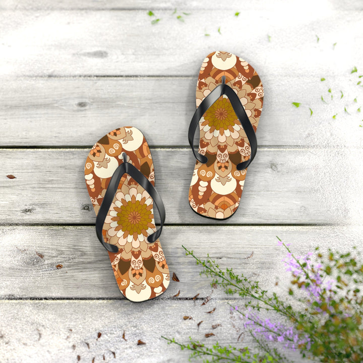 Floral Mandala Flip Flops - Bohemian Summer Style Shoes - Blululi