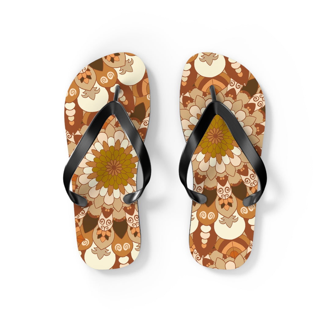 Floral Mandala Flip Flops - Bohemian Summer Style Shoes - Blululi