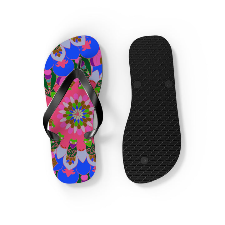 Floral Mandala Flip Flops - Bohemian Summer Style Shoes - Blululi