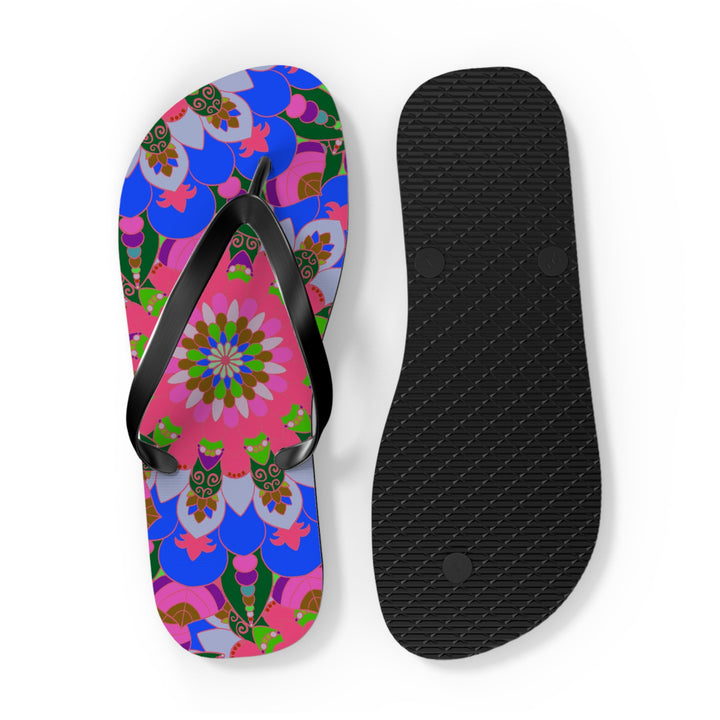 Floral Mandala Flip Flops - Bohemian Summer Style Shoes - Blululi