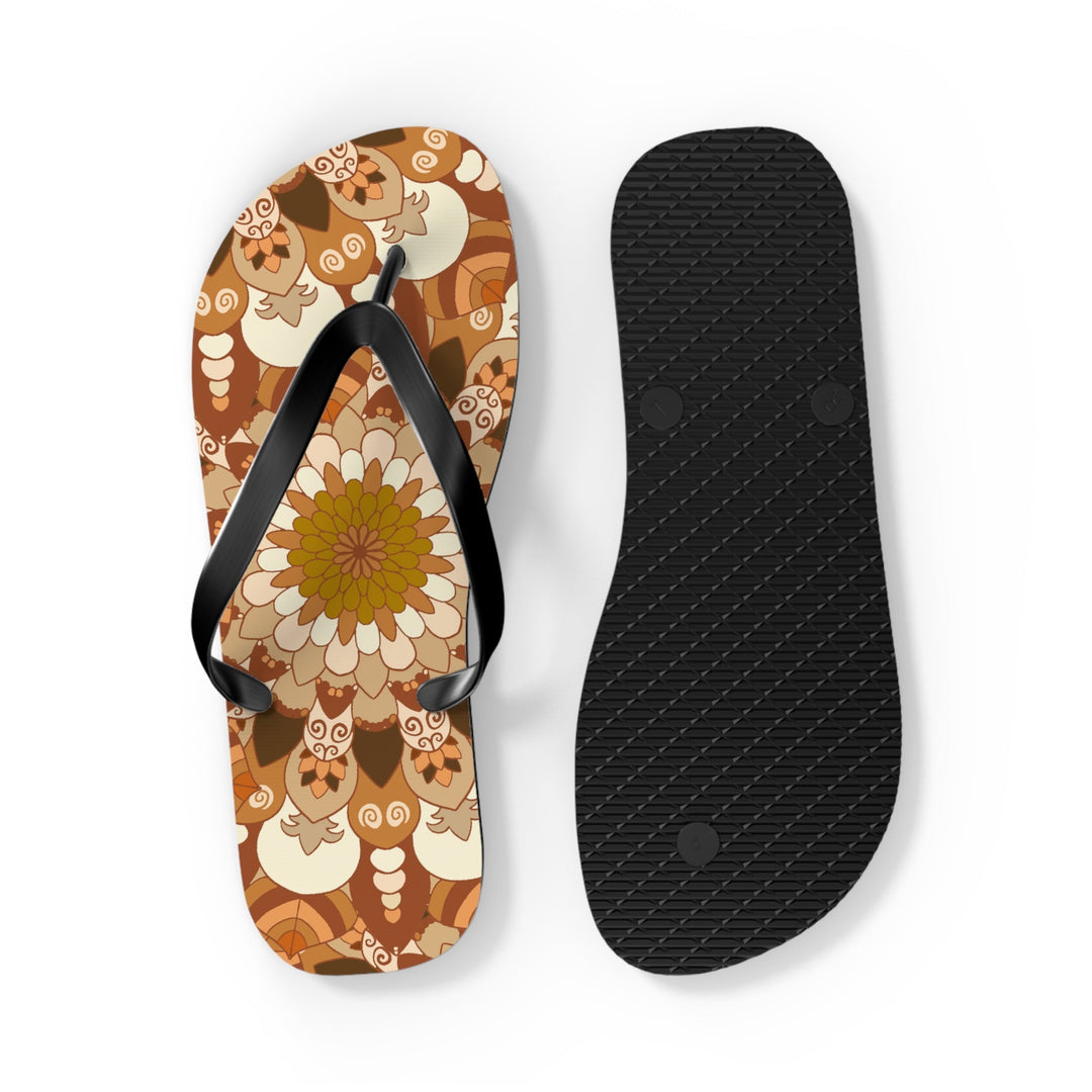 Floral Mandala Flip Flops - Bohemian Summer Style Shoes - Blululi