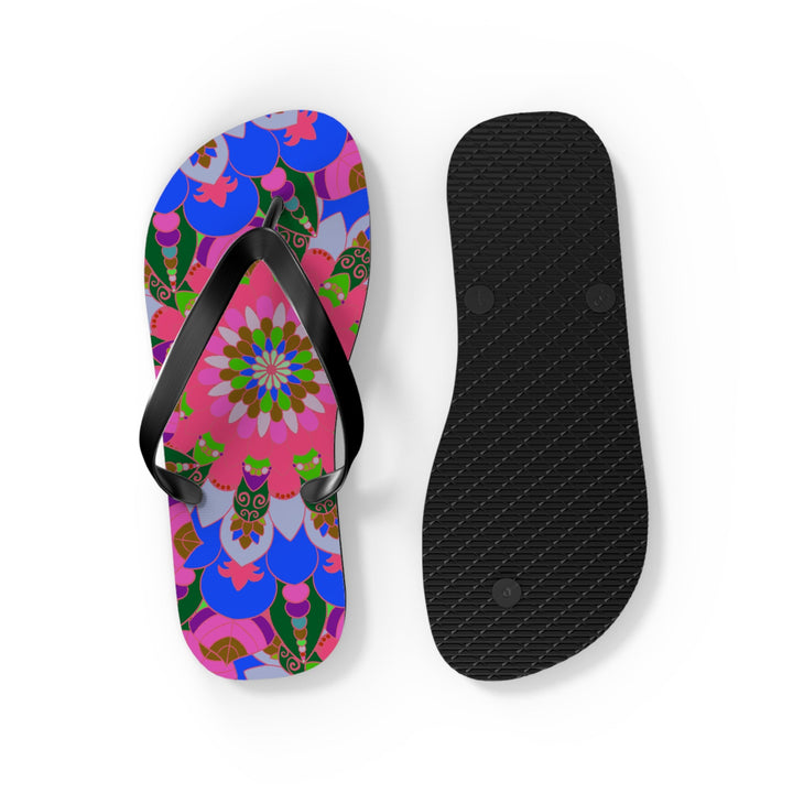 Floral Mandala Flip Flops - Bohemian Summer Style Shoes - Blululi