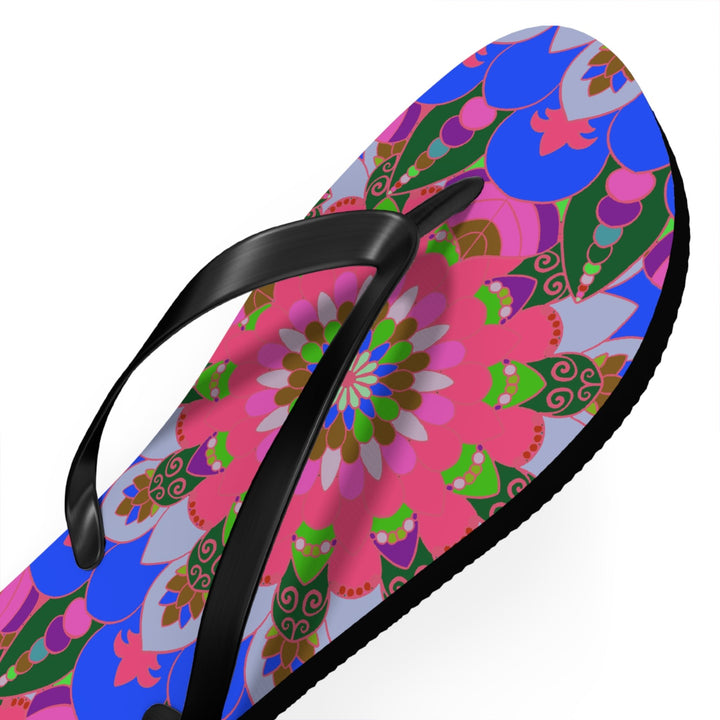 Floral Mandala Flip Flops - Bohemian Summer Style Shoes - Blululi