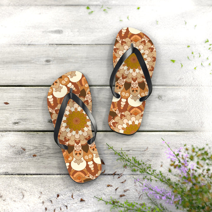 Floral Mandala Flip Flops - Bohemian Summer Style Shoes - Blululi