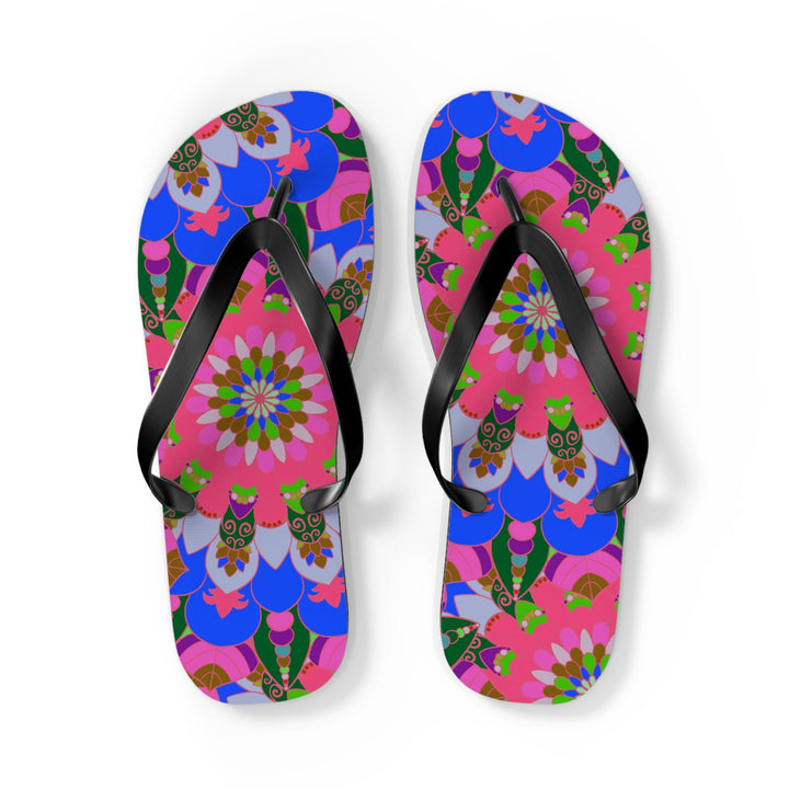 Floral Mandala Flip Flops - Bohemian Summer Style Shoes - Blululi